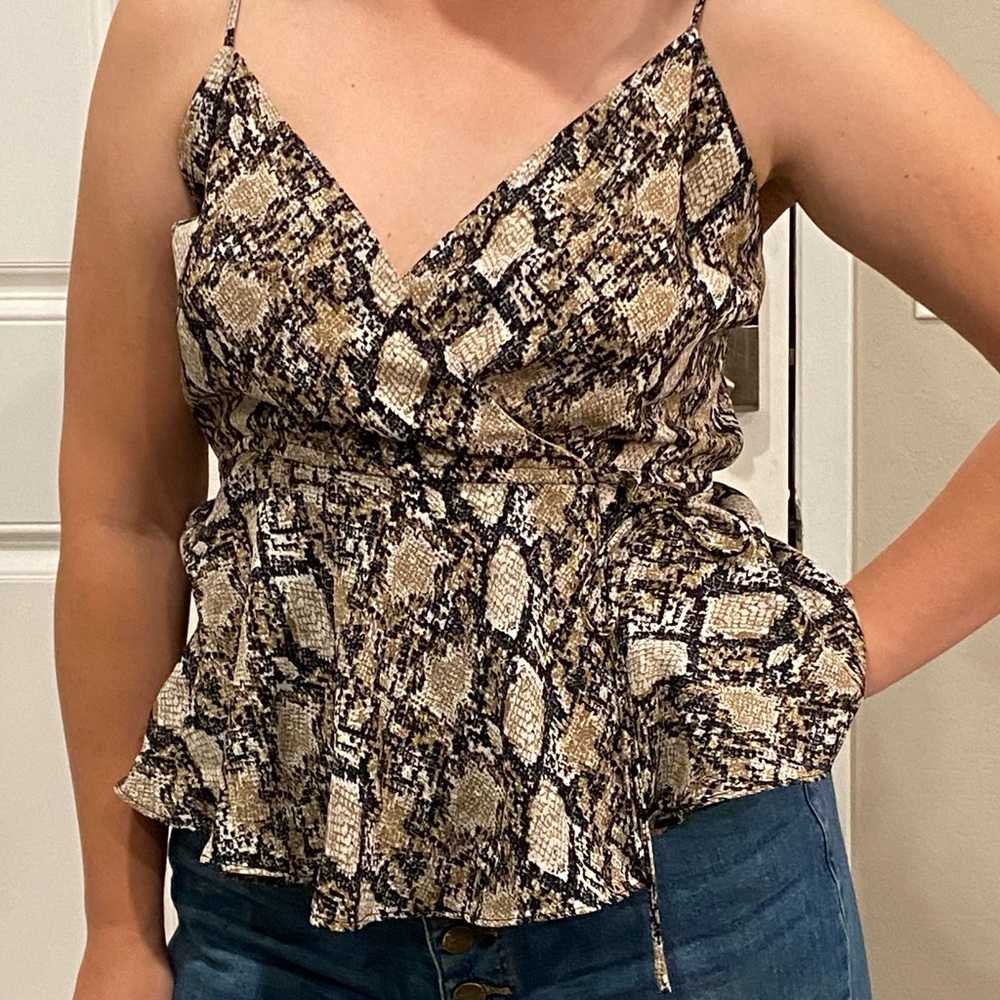 Maurice Snake Skin Print Tank Top, Size Small